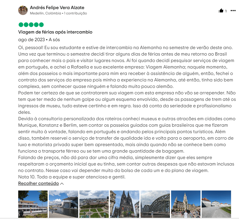 Testimonial - Depoimento Viajante do Viagem Alemanha