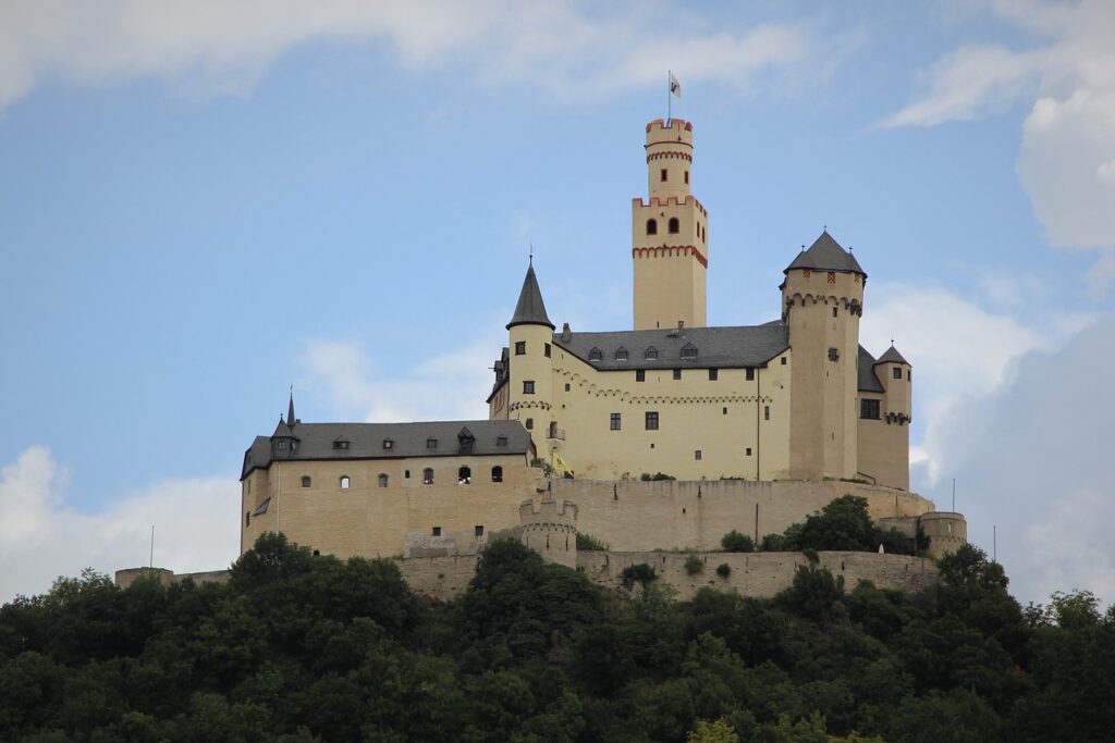 Castelo de Marksburg em Braubach na Alemanha, Vale do Reno.