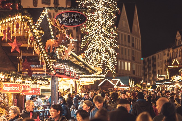 Mercado de Natal em Frankfurt, na Alemanha.