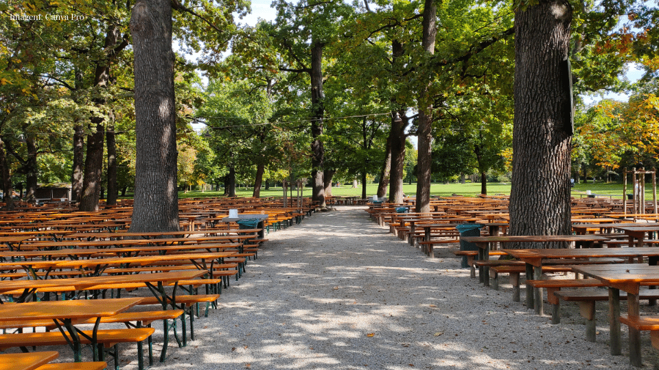 Biergarten em Munique no Parque Inglês