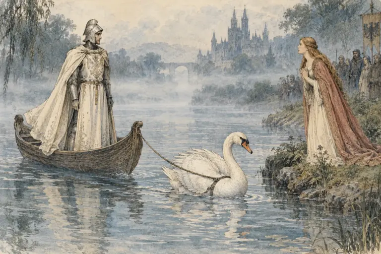 Ilustração temática de Lohengrin, uma das óperas do Festival de Bayreuth